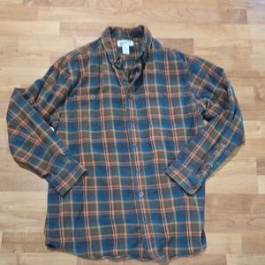 Plaid Button-Up Shirt in Teal and Orange